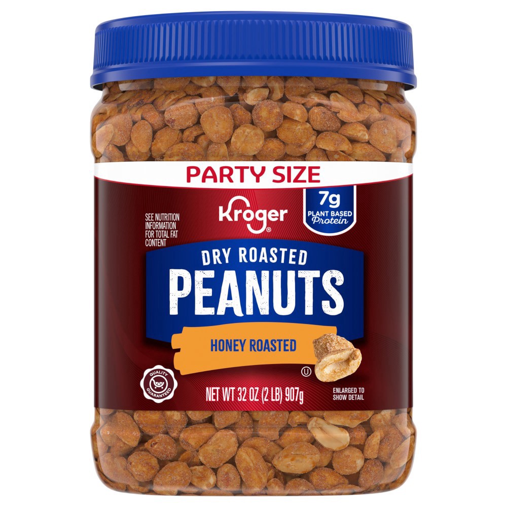 slide 1 of 4, Kroger® Dry & Honey Roasted Peanuts, 32 oz