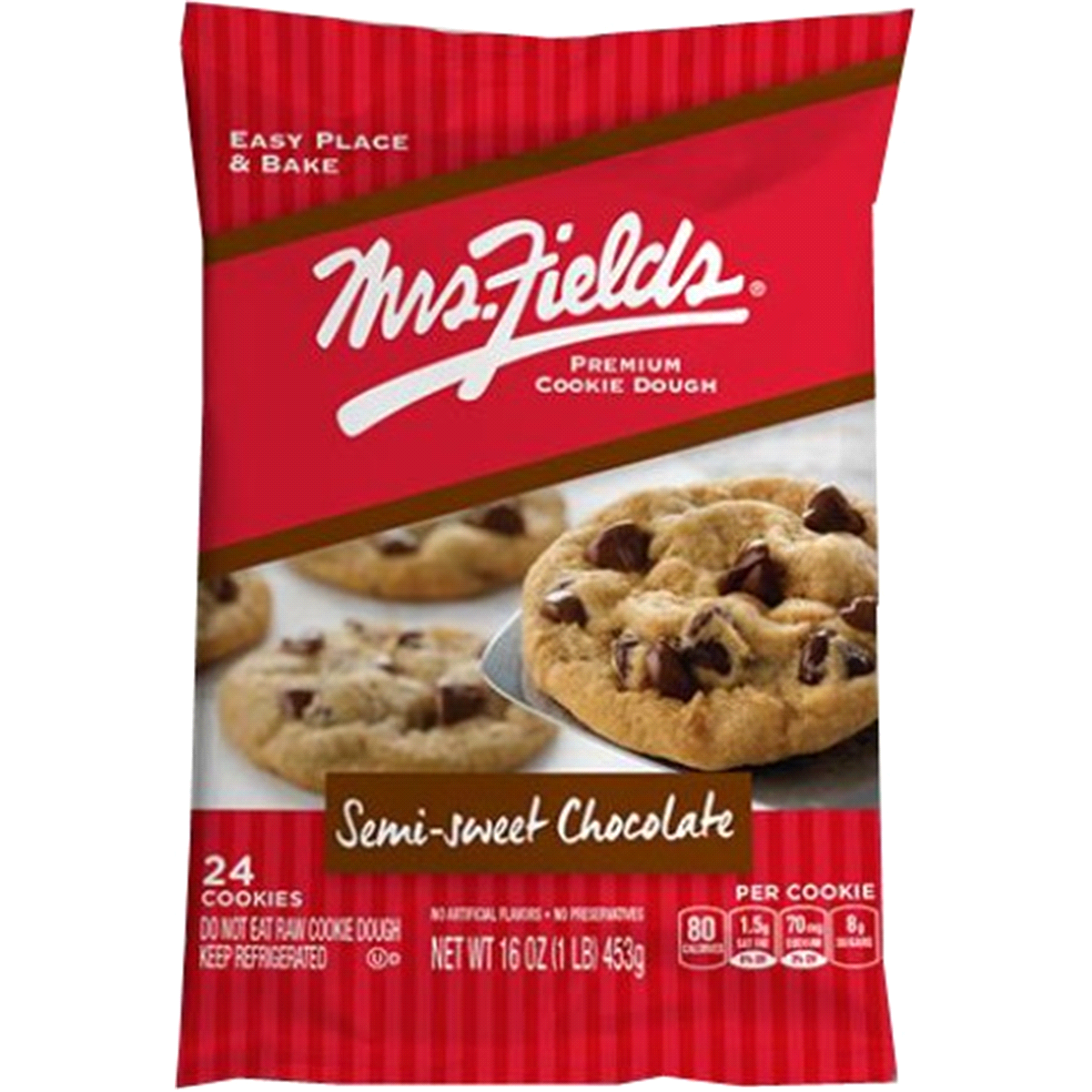 slide 1 of 1, Mrs. Field's Cookie Dough, Premium, Semi-Sweet Chocolate, 12 ct