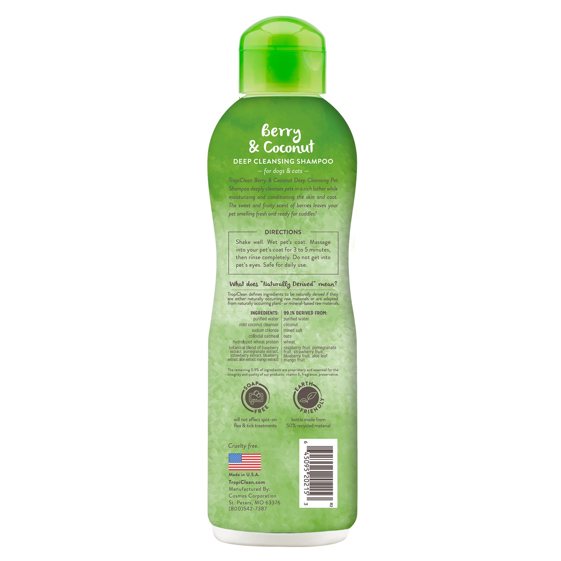 slide 5 of 10, TropiClean Berry & Coconut Deep Cleansing Shampoo for Pets, 20oz, 20 oz