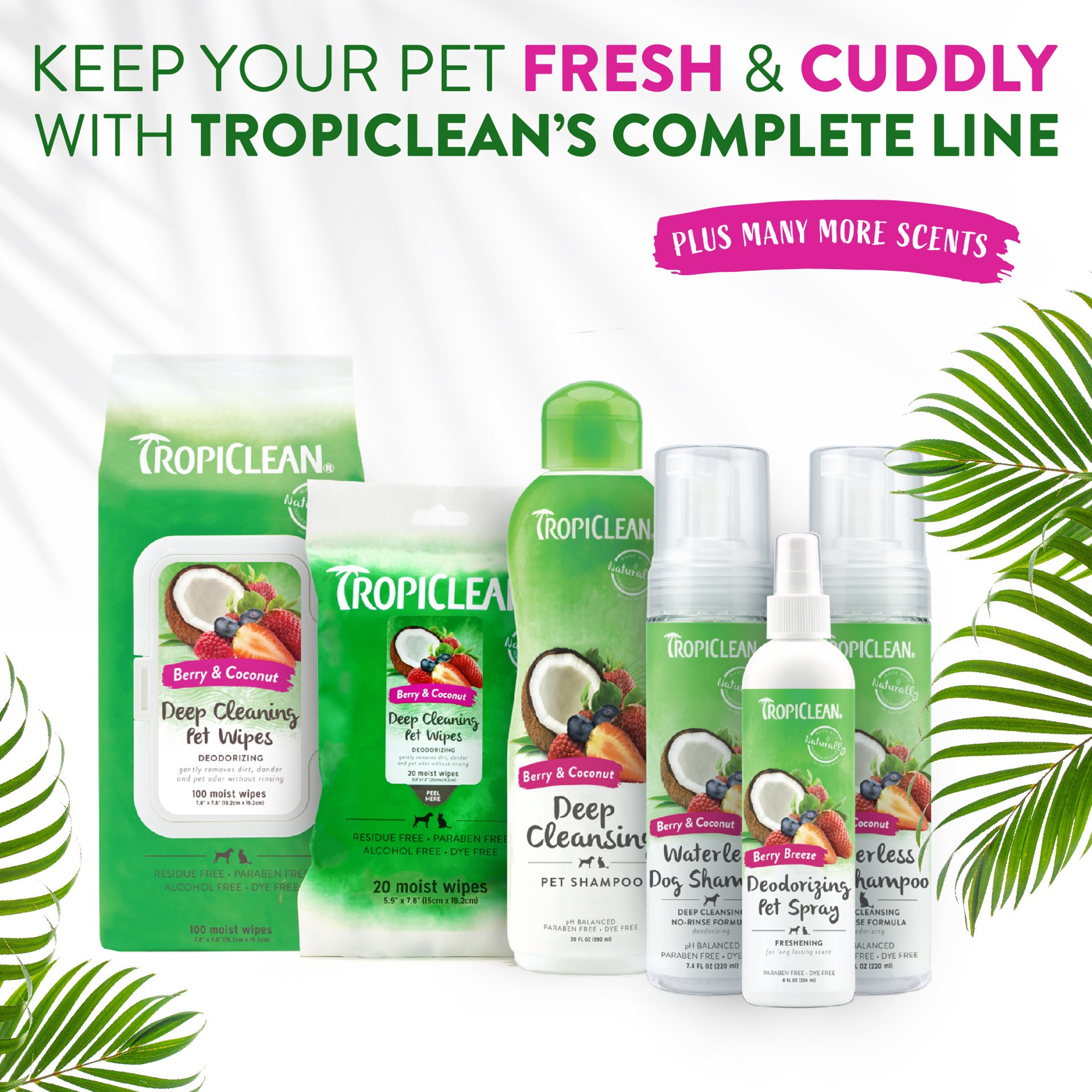 slide 8 of 10, TropiClean Berry & Coconut Deep Cleansing Shampoo for Pets, 20oz, 20 oz