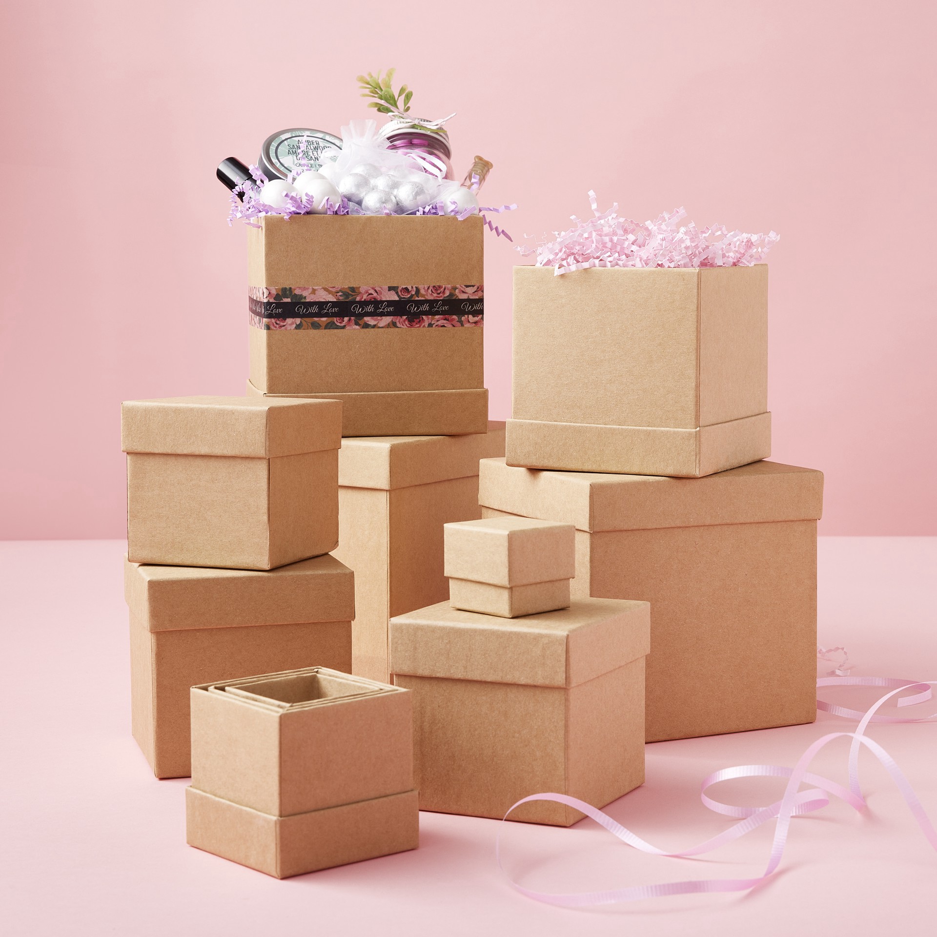 slide 2 of 3, Kraft Square Boxes By Celebrate It, 1.65 in x 1.65 in x 1.57 in