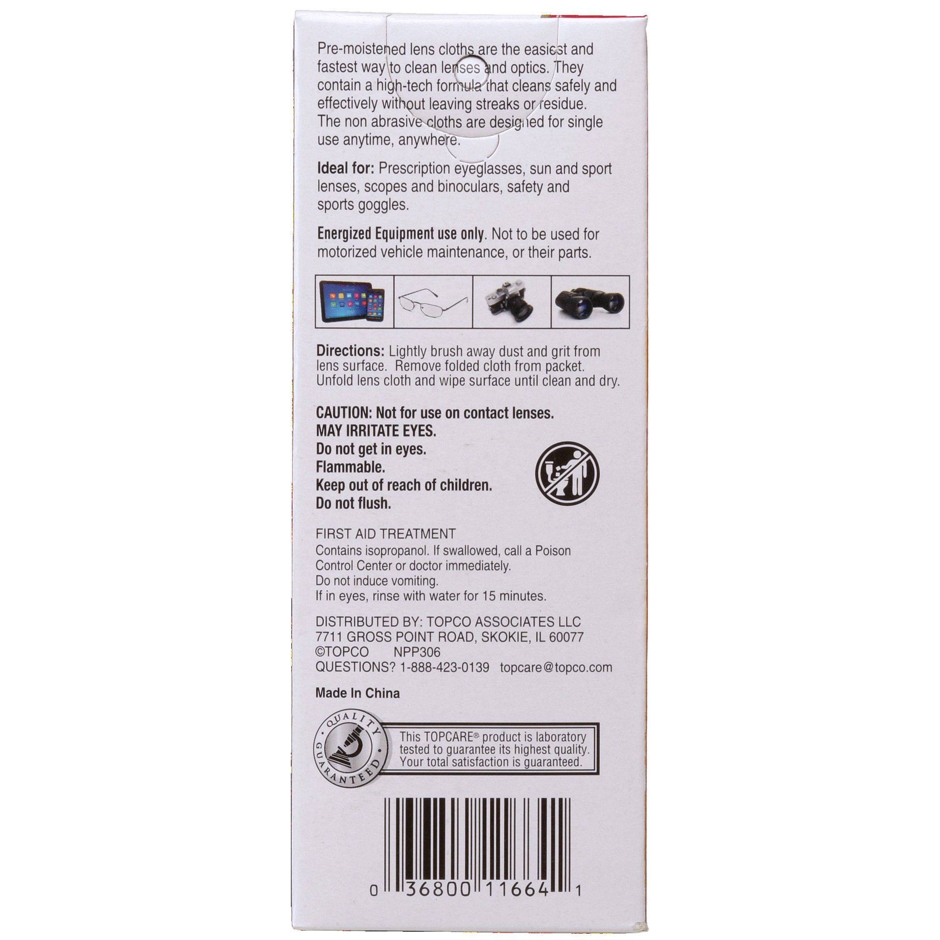 slide 6 of 6, TopCare Health Non-Scratching Lens Cleaning Wipes 30 ea, 30 ct