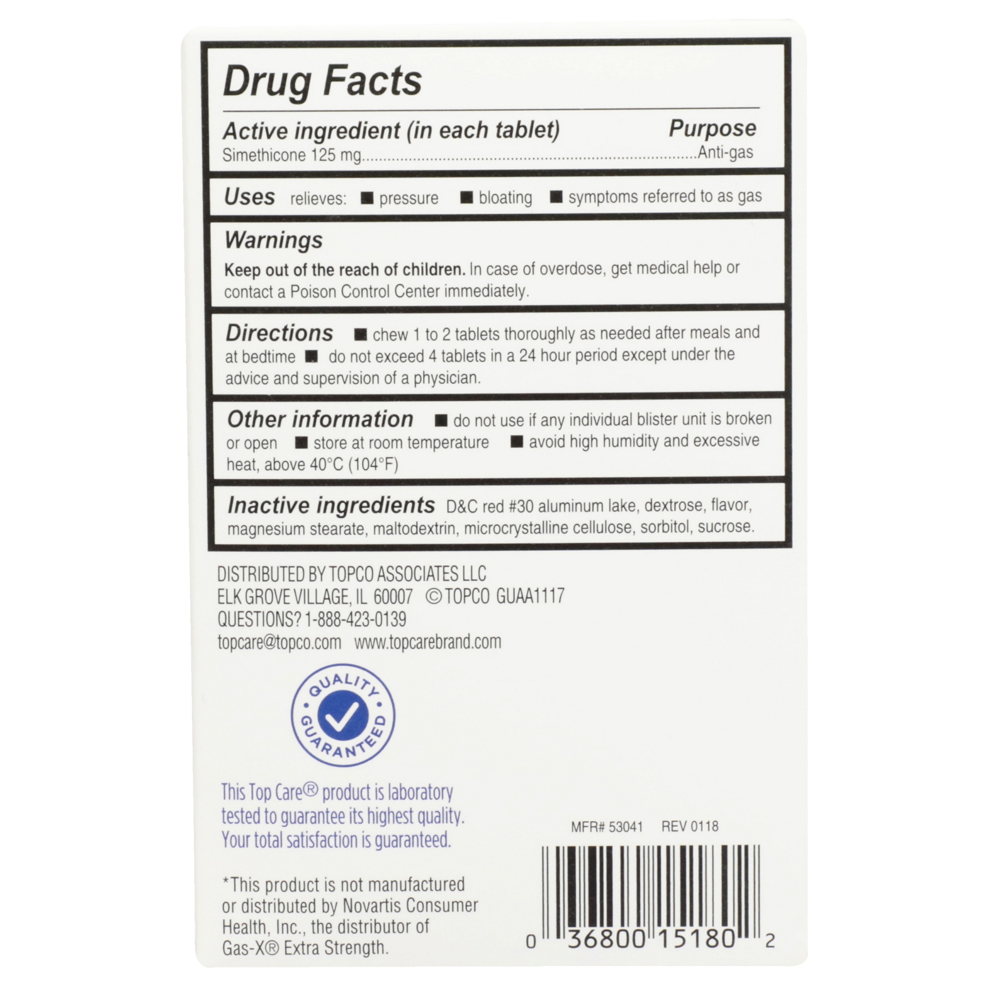 slide 5 of 6, Topcare Gas Relief Chrry Chews, 18 ct