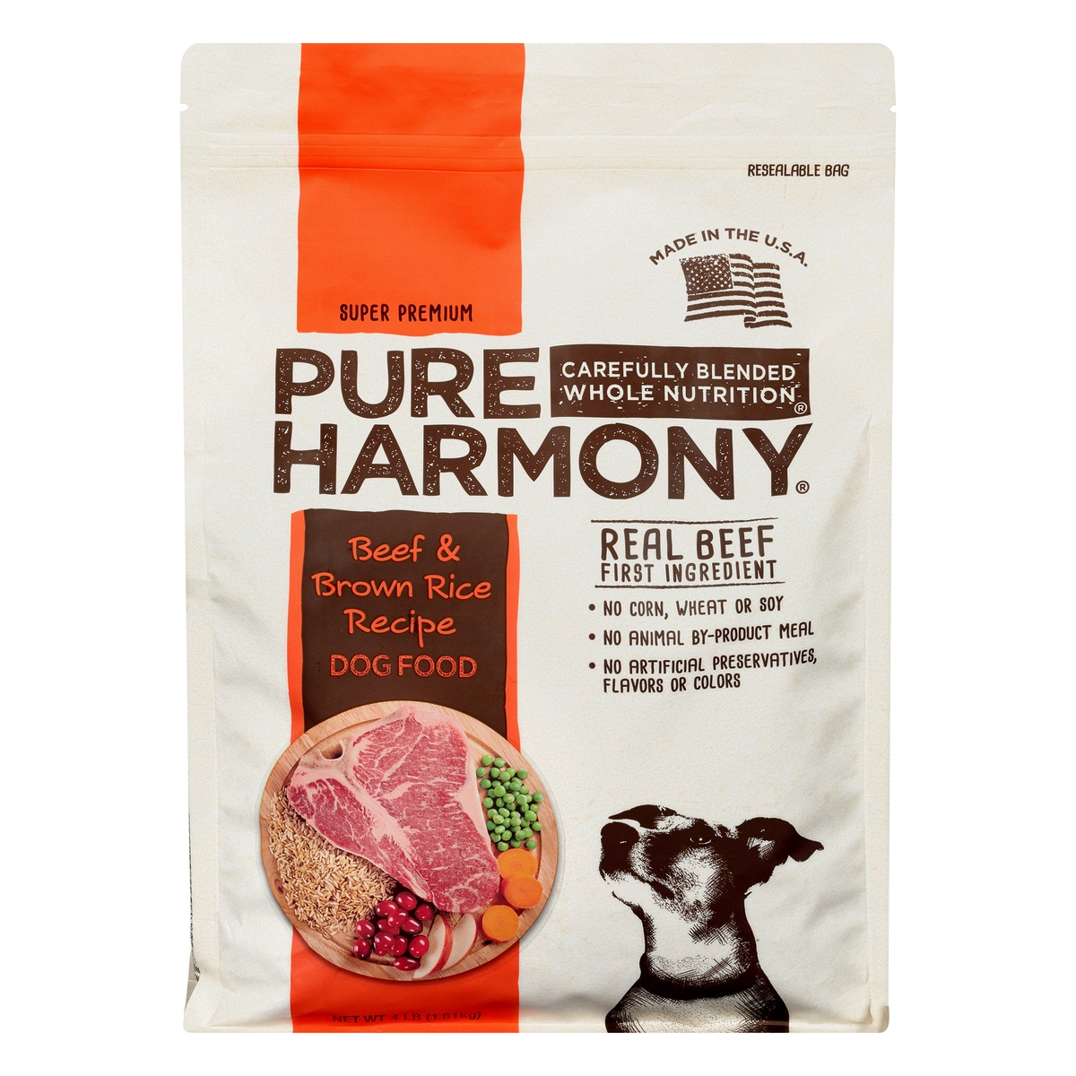 slide 1 of 6, Pure Harmony Super Premium Beef & Brown Rice Recipe Dog Food 4 lb, 4 lb