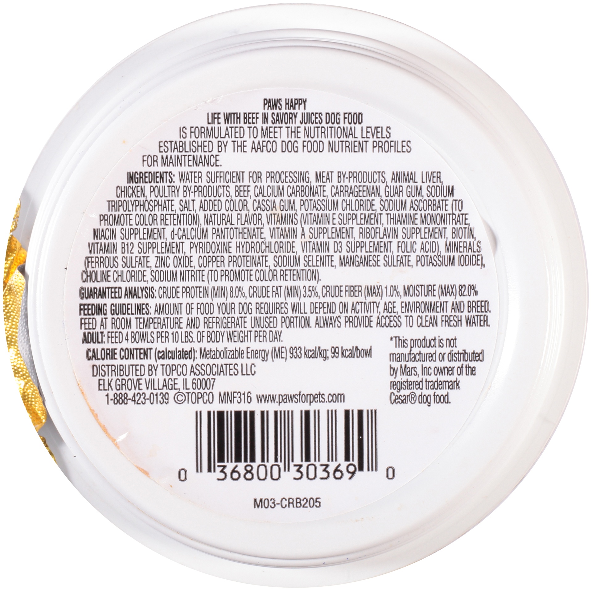 slide 6 of 6, Paws Happy Life Beef In Savory Juices Dog Food, 3.5 oz