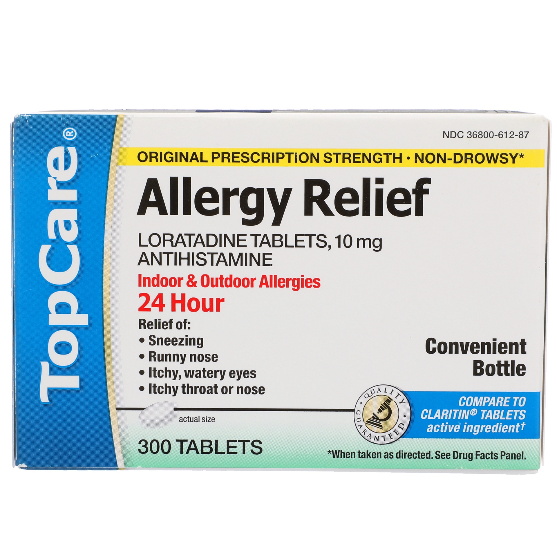 slide 1 of 6, TopCare Health 10 mg Non-Drowsy Original Prescription Strength Allergy Relief Tablets 300 ea, 300 ct