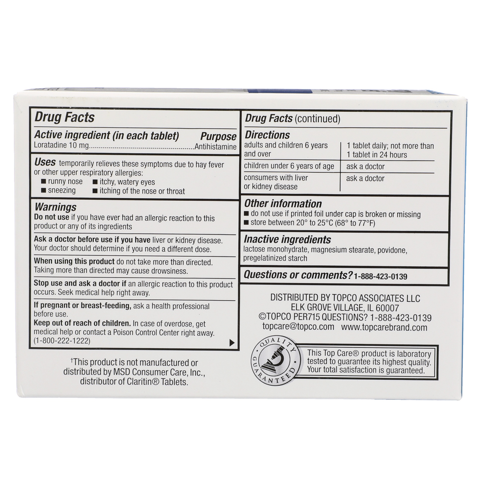 slide 4 of 6, TopCare Health 10 mg Non-Drowsy Original Prescription Strength Allergy Relief Tablets 300 ea, 300 ct