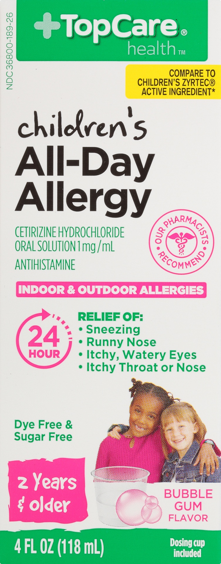 slide 1 of 6, TopCare Health Children's Bubble Gum Flavor Antihistamine 4 fl oz, 4 fl oz