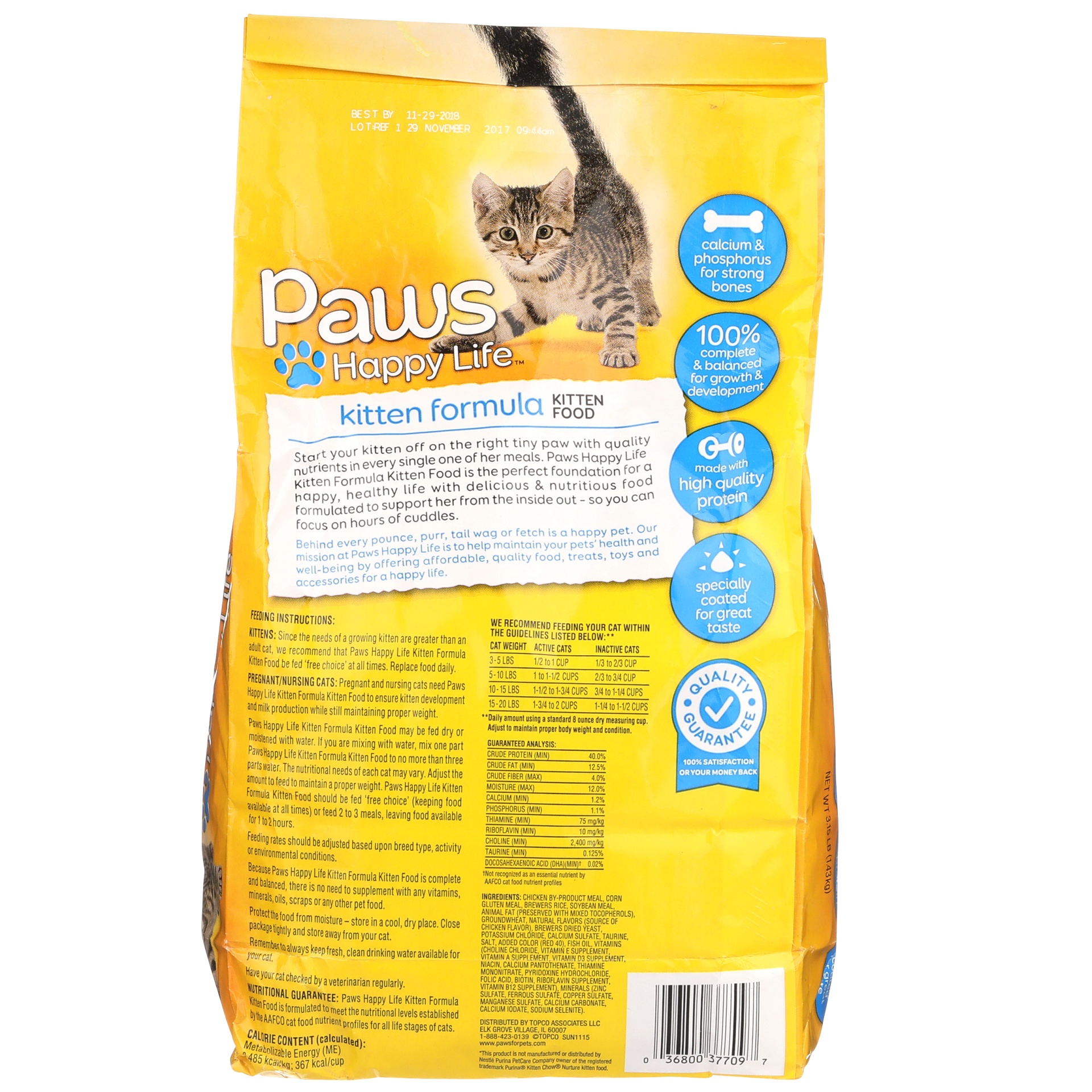 slide 3 of 6, Paws Happy Life Kitten Food 50.4 oz, 3.15 lb