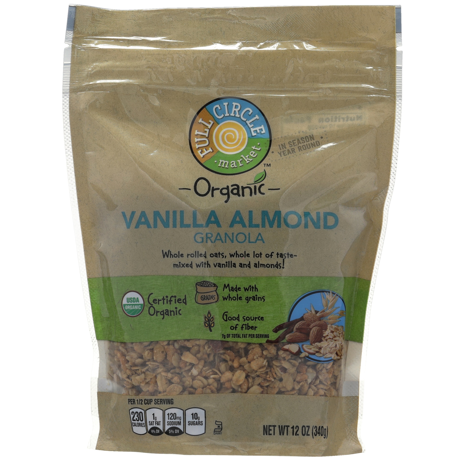 slide 1 of 6, Full Circle Market Organic Vanilla Almond Granola 12 oz, 12 oz
