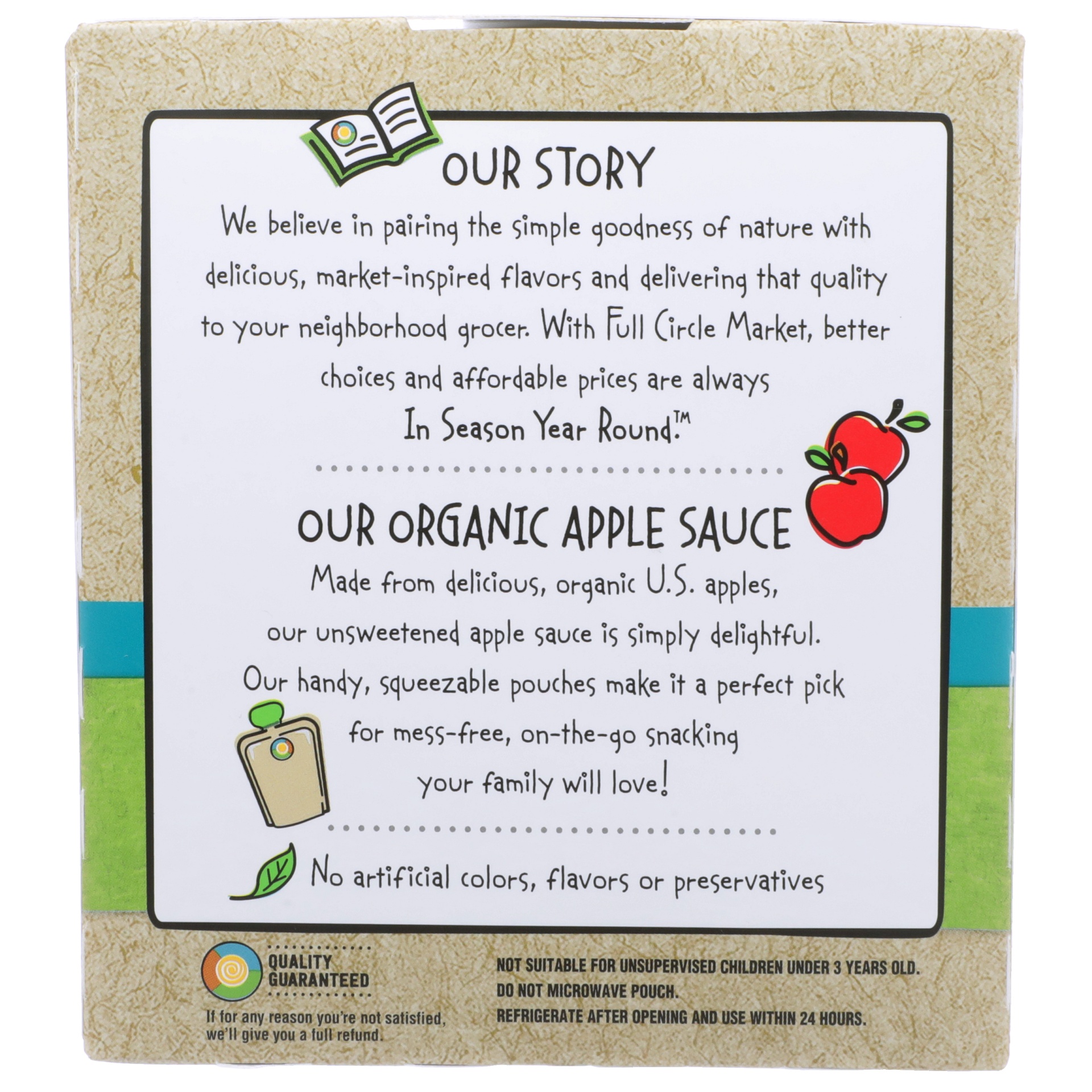 slide 2 of 6, Full Circle Organic Apple Sauce Pouches - Unsweetened, 4 ct; 3.2 oz