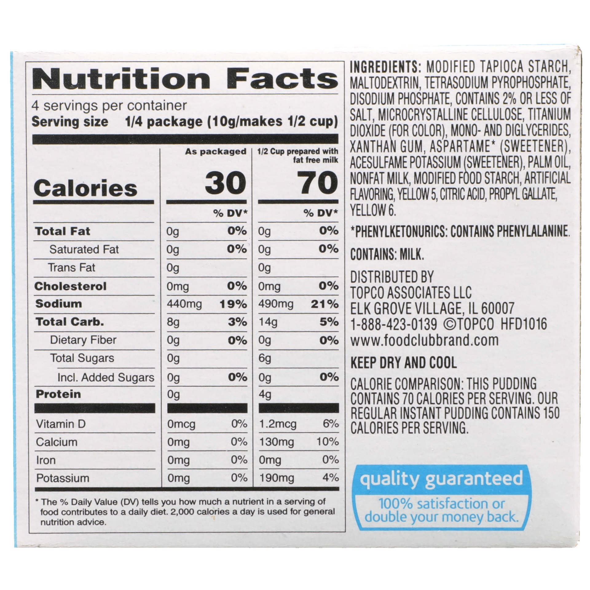 slide 3 of 6, Food Club Instant Pudding & Pie Filling - Sugar Free Vanilla, 1.34 oz