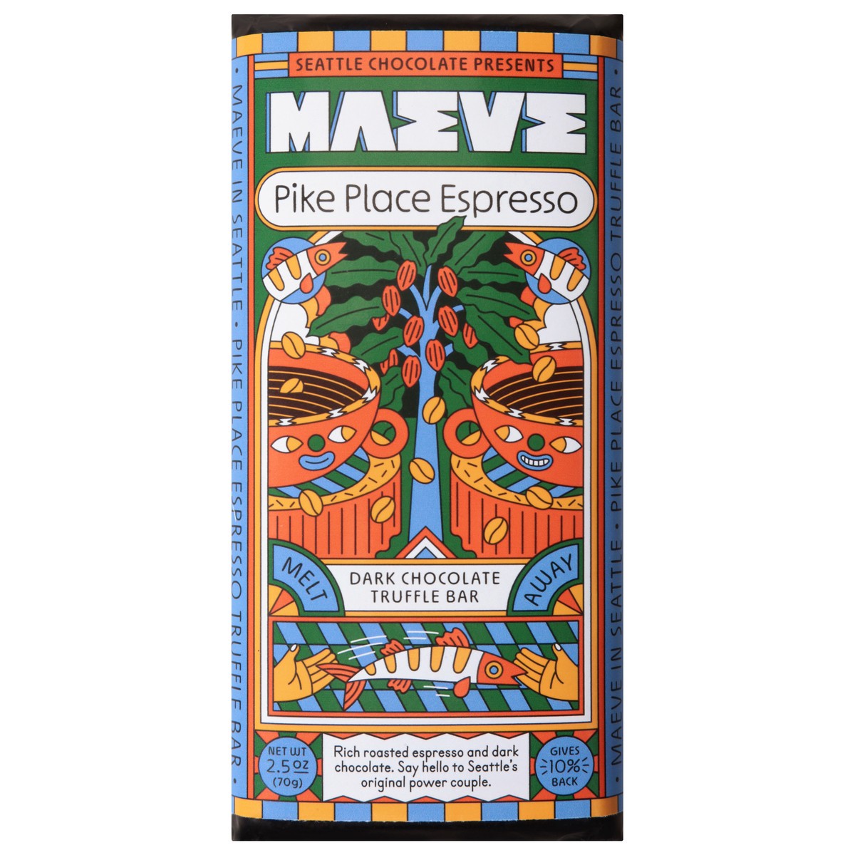 slide 1 of 13, Maeve Dark Chocolate Pike Place Espresso Truffle Bar 2.5 oz, 2.5 oz