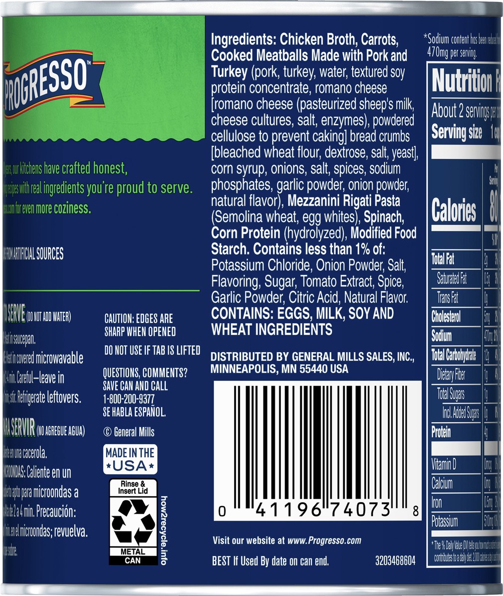 slide 10 of 14, Progresso Reduced Sodium, Italian-Style Wedding With Meatballs Canned Soup, 18.5 oz., 18.5 oz