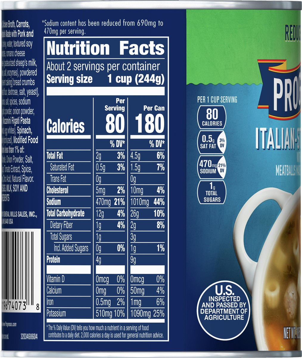 slide 13 of 14, Progresso Reduced Sodium, Italian-Style Wedding With Meatballs Canned Soup, 18.5 oz., 18.5 oz