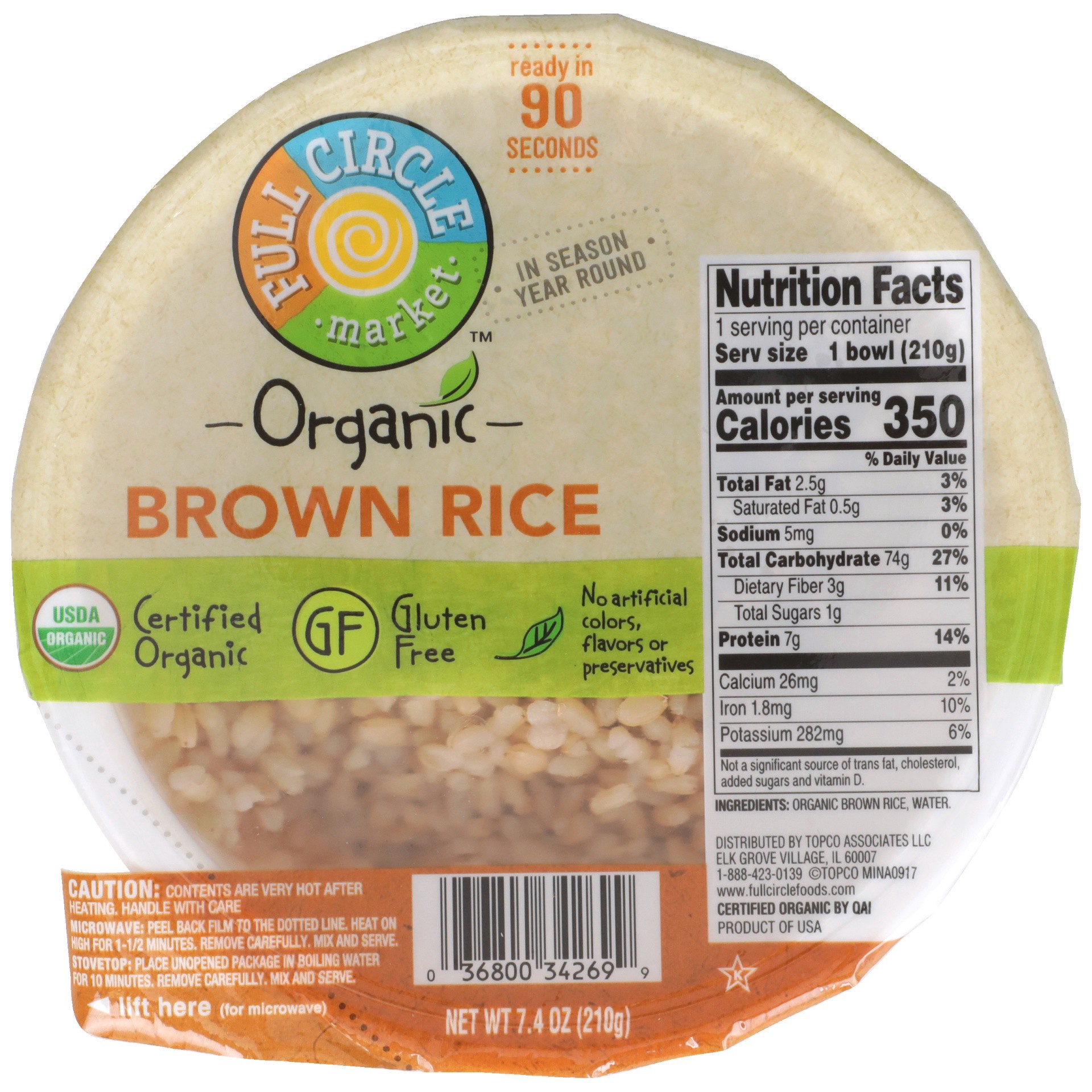 slide 1 of 6, Full Circle Market Organic Brown Rice Bowl, 7.4 oz