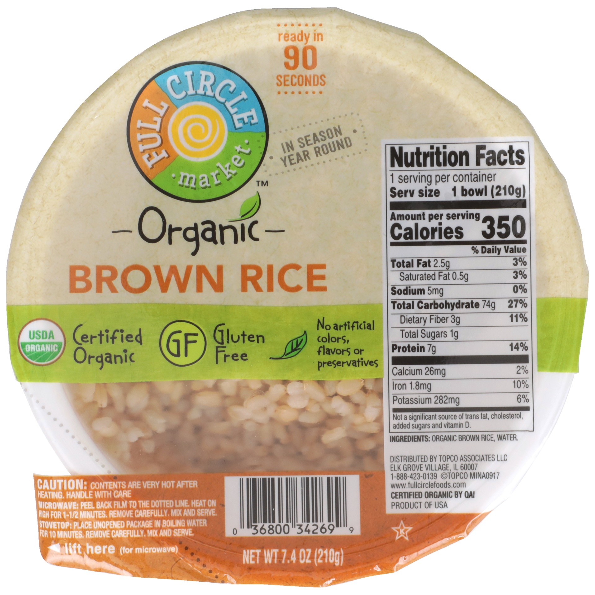 slide 1 of 1, Full Circle Market Organic Brown Rice Bowl, 7.4 oz