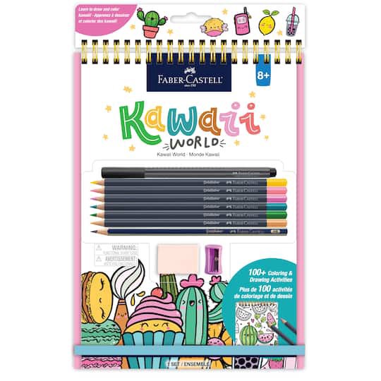 slide 1 of 6, Faber-Castell Kawaii World Learn To Draw Kit, 6 goldfaber color pencils