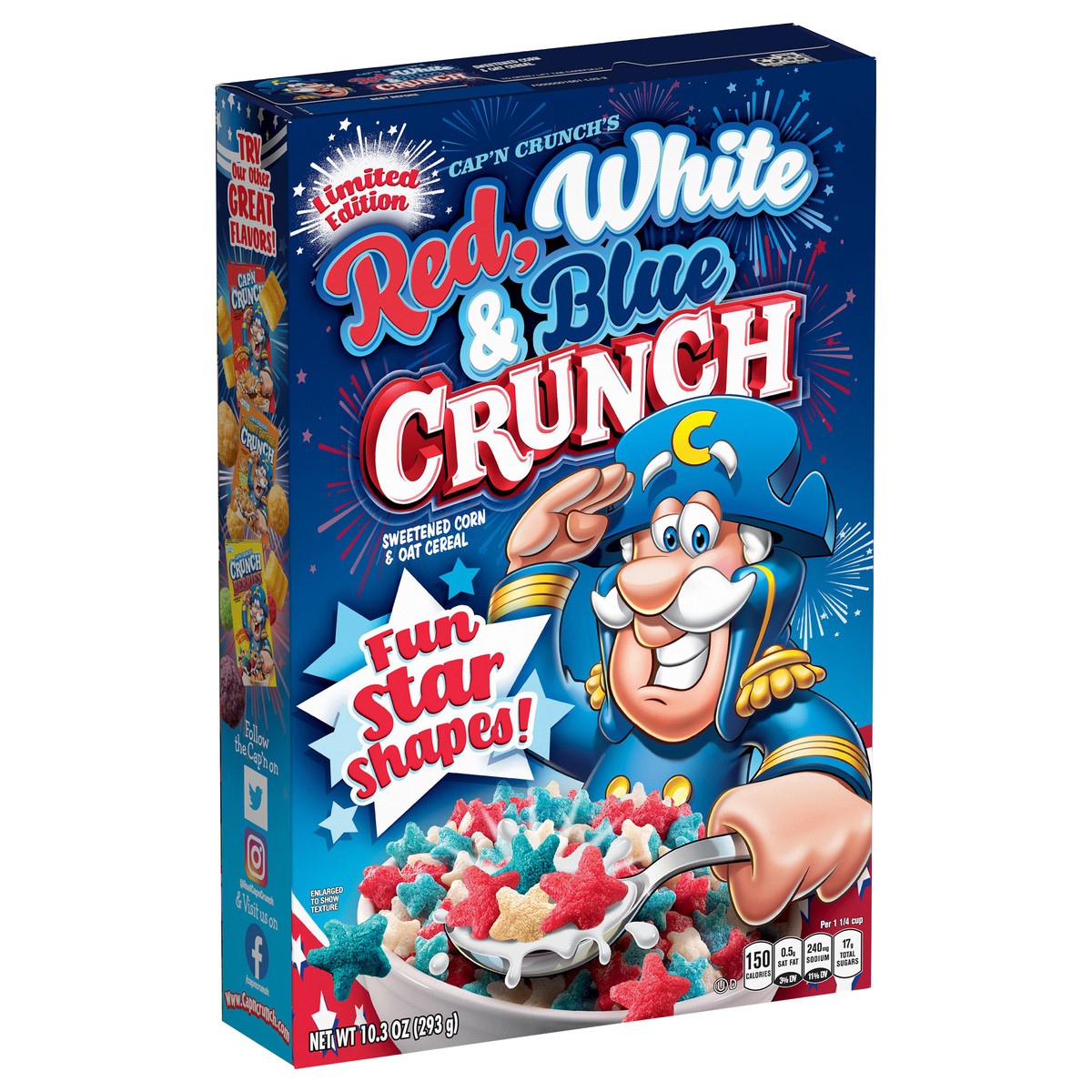 slide 2 of 6, Cap'n Crunch Sweetened Corn & Oat Cereal Red White & Blue Crunch 10.3 Oz, 10.3 oz