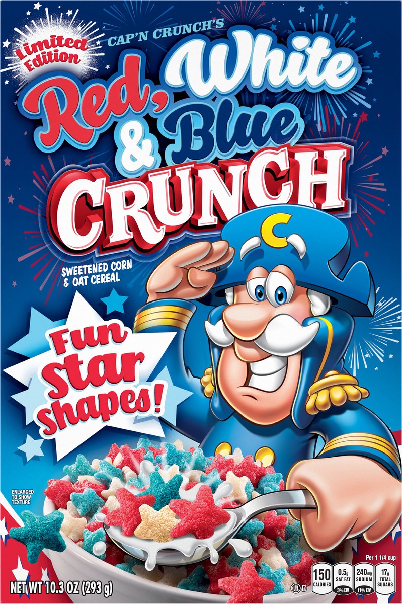 slide 4 of 6, Cap'n Crunch Sweetened Corn & Oat Cereal Red White & Blue Crunch 10.3 Oz, 10.3 oz