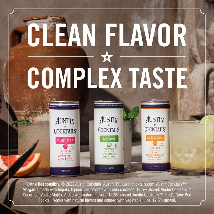 slide 5 of 5, Austin Cocktails Cucumber Vodka Sparkling Mojito Canned Cocktail, 4 pk 250ml Cans, 12.5% ABV, 33.81 fl oz