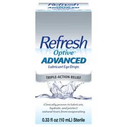 Refresh Optive Advanced Lubricant Eye Drops Preserved Tears, 1 count, 0.33 fl oz (10 mL)