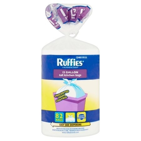 slide 1 of 1, Ruffies Tall Kitchen Trash Bags, 82 ct; 13 gal