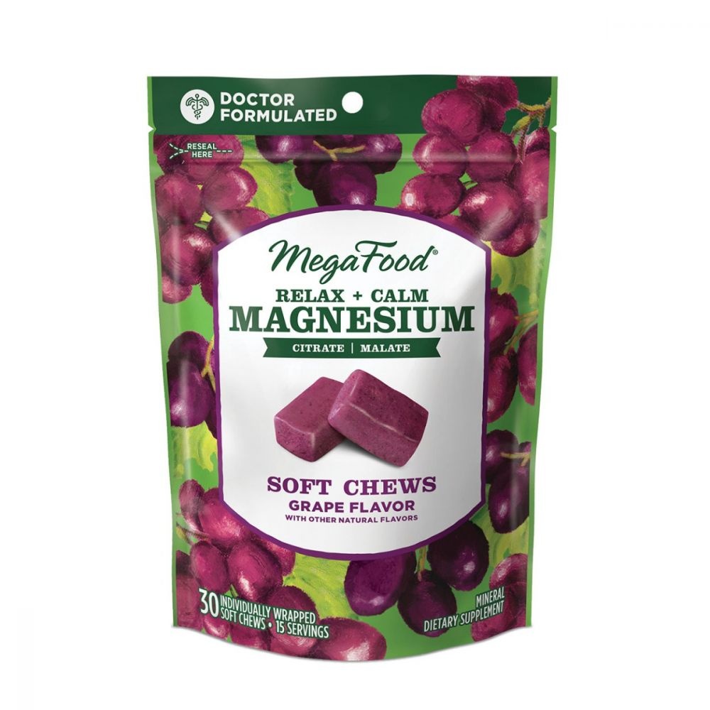 slide 1 of 1, Megafood Megafood Relax & Calm Magnesium Grape Chew, 30 ct