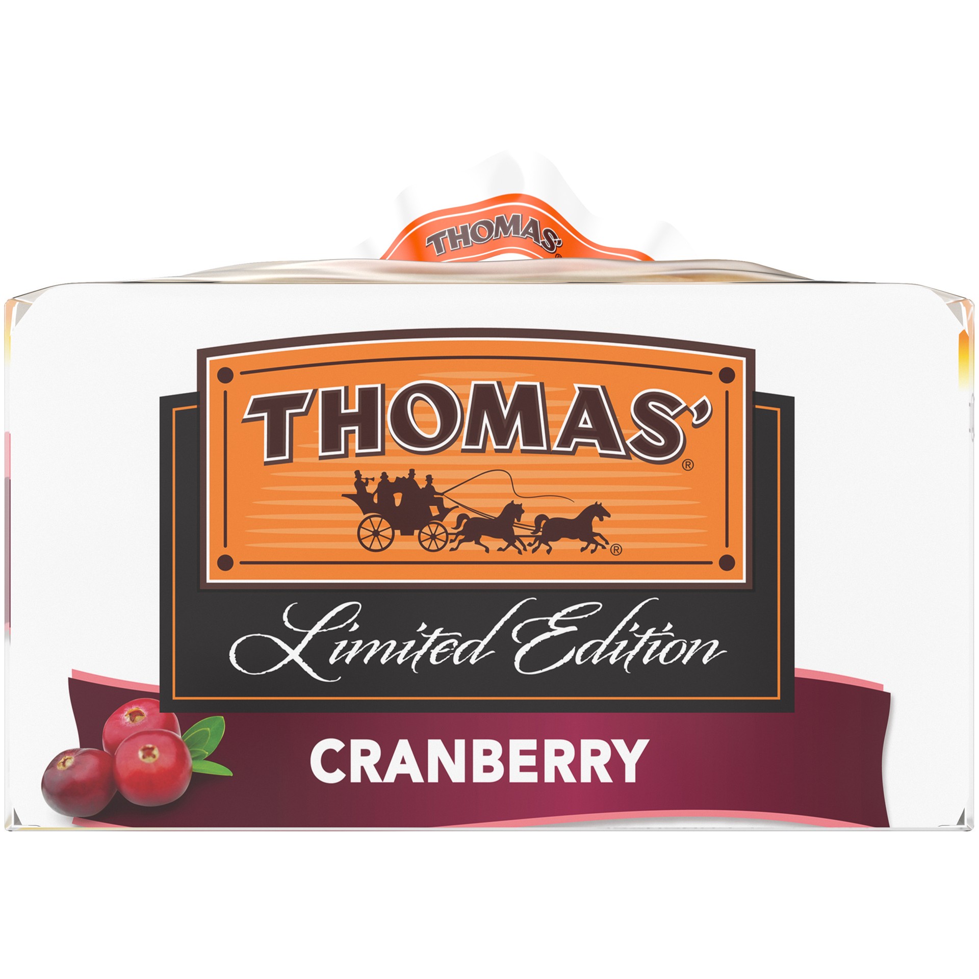 slide 5 of 5, Thomas' Limited Edition Cranberry English Muffins, 6 count, 13 oz, 6 ct