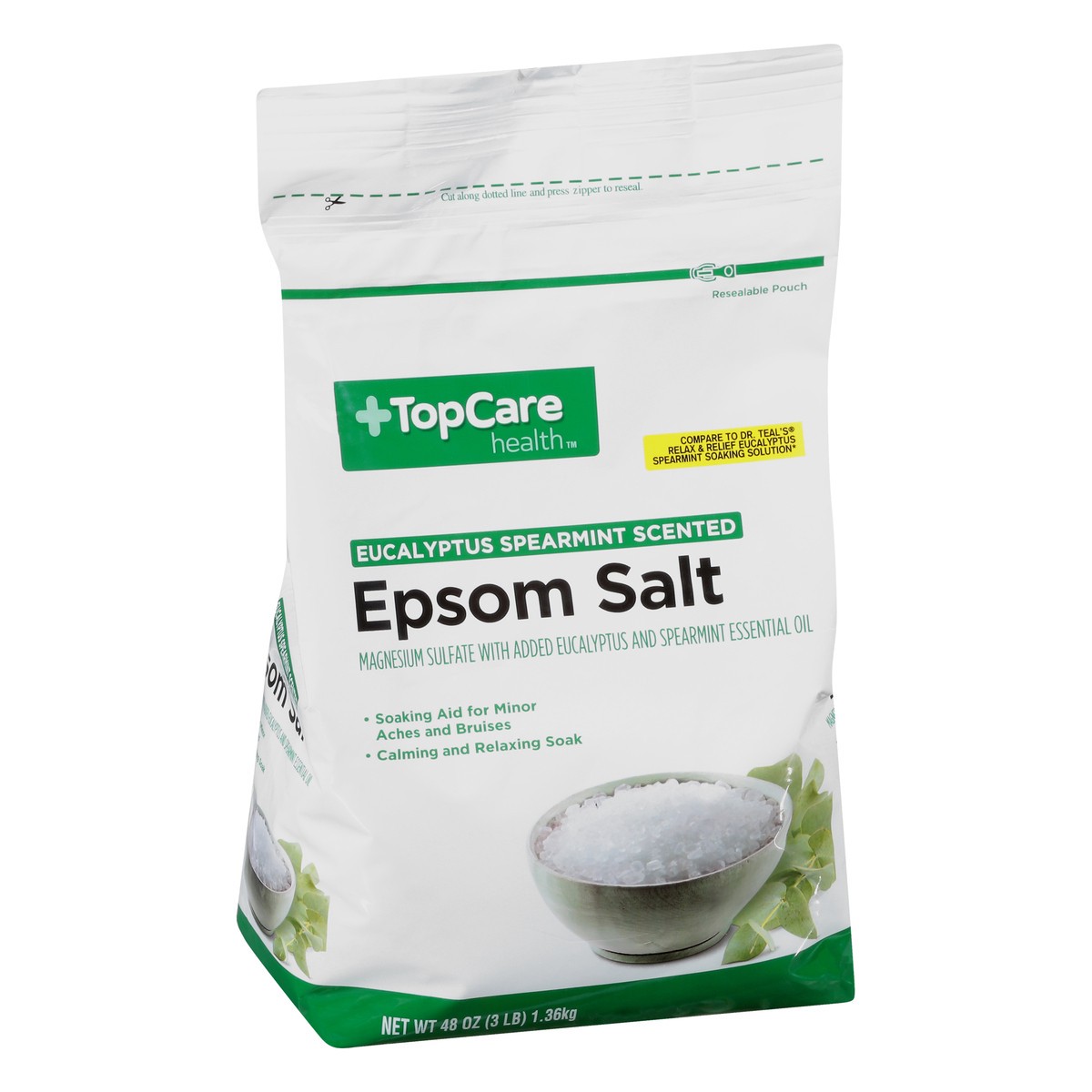 slide 4 of 12, TopCare Health Eucalyptus Spearmint Scented Epsom Salt 48 oz, 48 oz