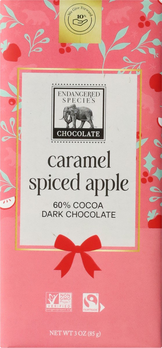 slide 2 of 13, Endangered Species Dark Chocolate, Caramel Spiced Apple, 60% Cocoa, 3 oz