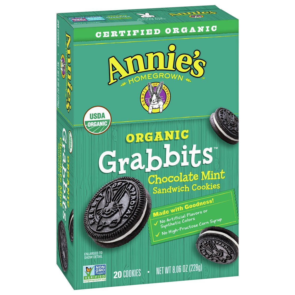 slide 3 of 13, Annie's Organic Grabbits Chocolate Mint Sandwich Cookies, 8.06 oz, 20 ct, 20 ct