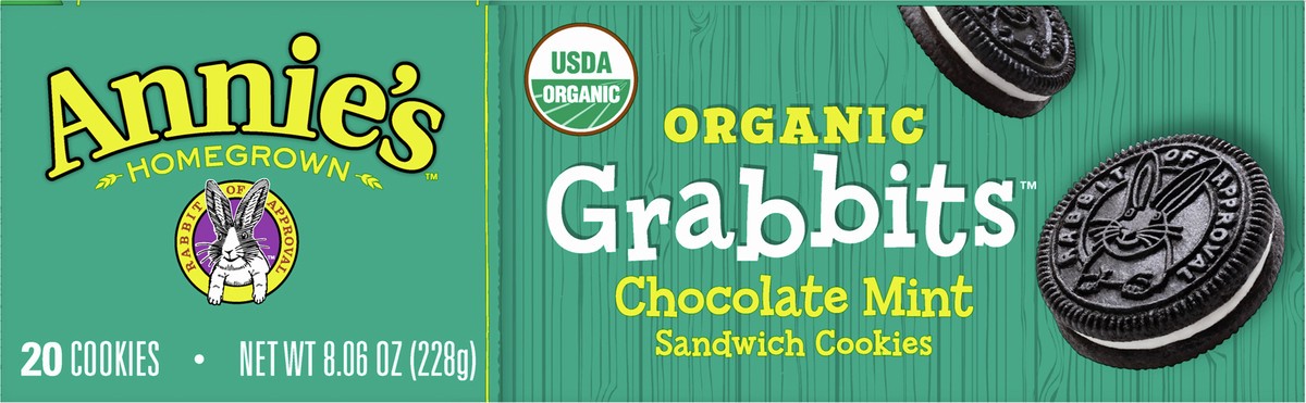 slide 6 of 13, Annie's Organic Grabbits Chocolate Mint Sandwich Cookies, 8.06 oz, 20 ct, 20 ct