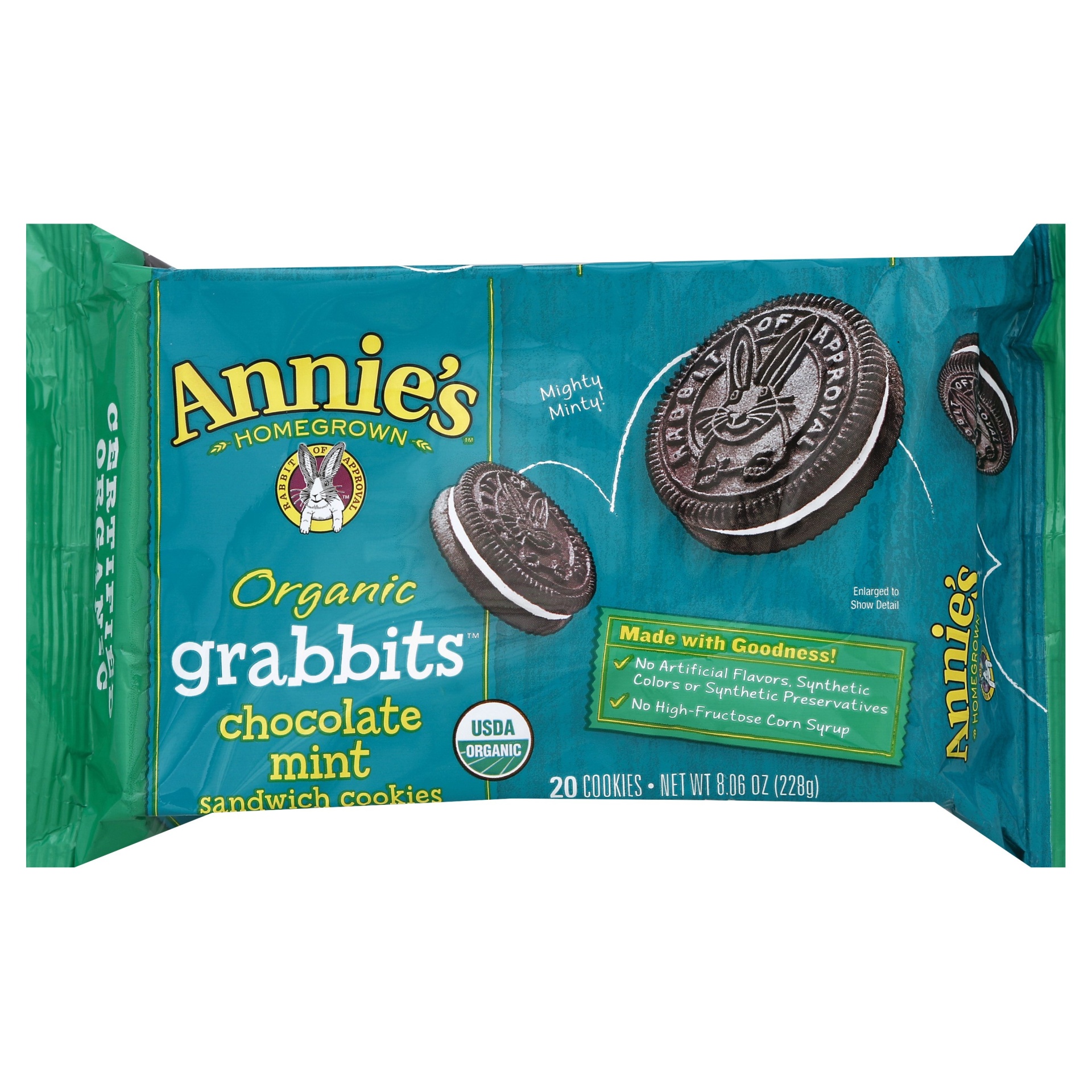 Annie's Organic Grabbits Chocolate Mint Sandwich Cookies 8.06 oz | Shipt