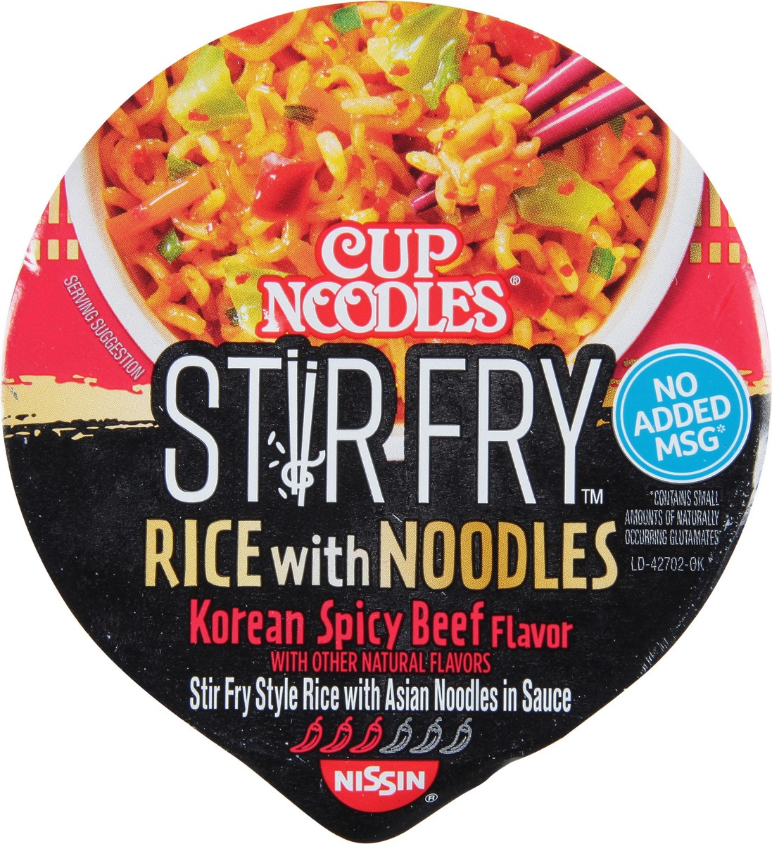 slide 8 of 12, Nissin Cup Noodles Stir Fry Korean Spicy Beef Flavor Rice with Noodles 2.68 oz, 2.68 oz