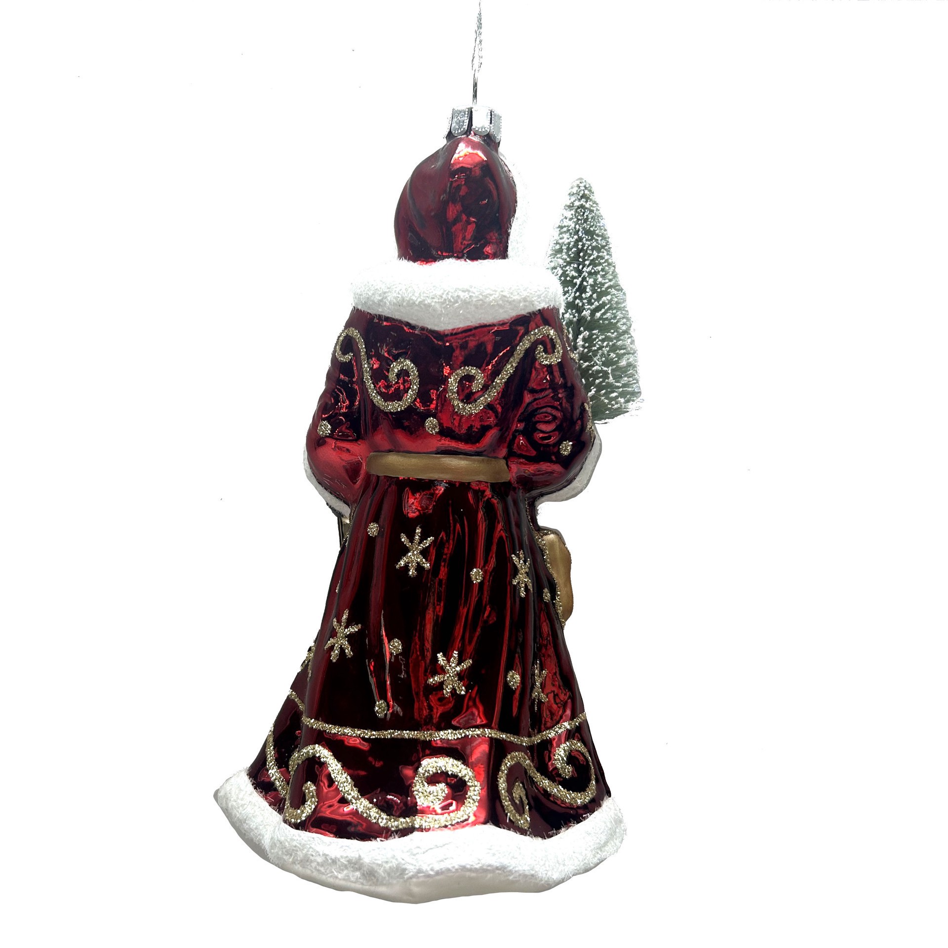 slide 3 of 3, 7" Santa Holding Tree Glass Ornament By Ashland, 3.75 in x 3.75 in x 7 in