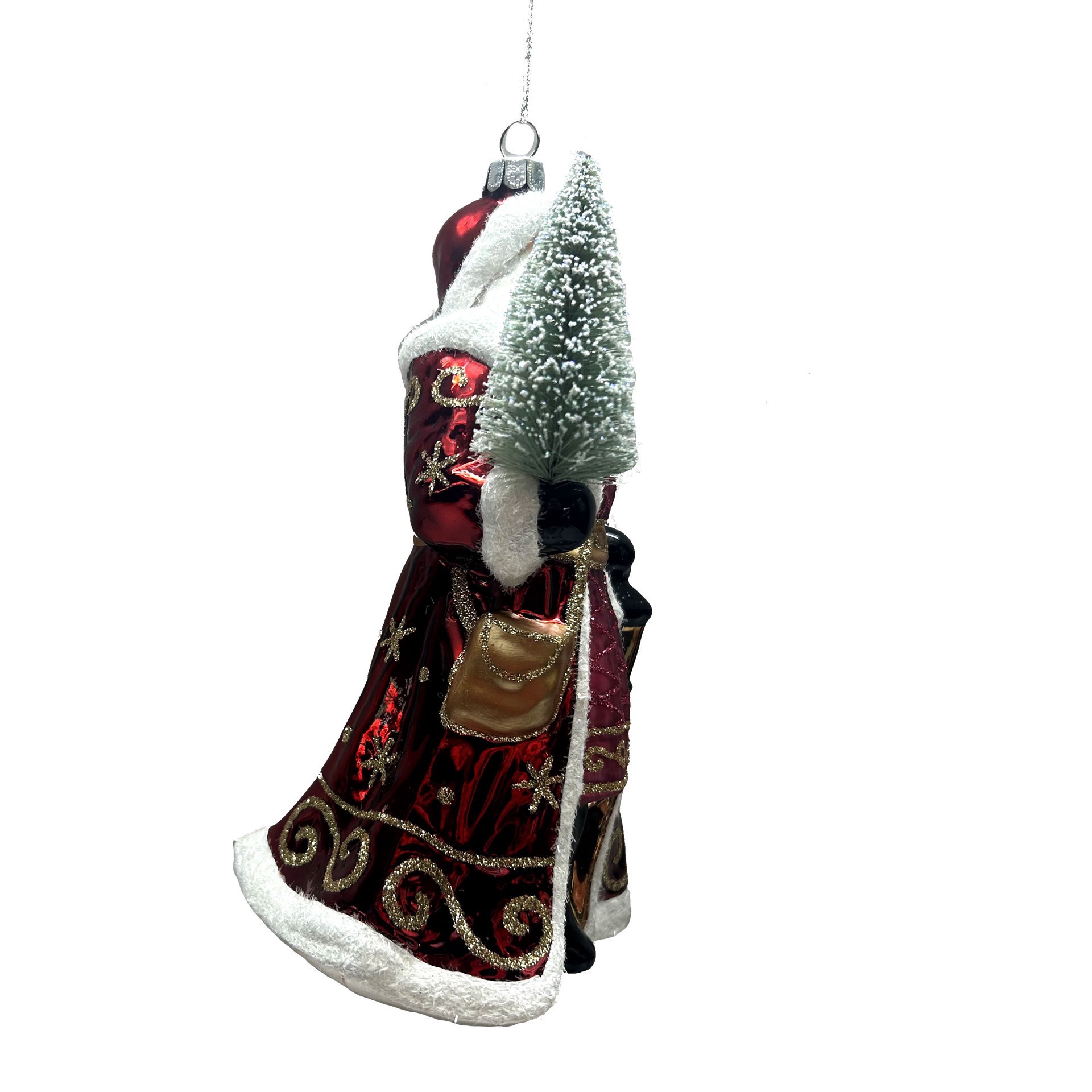 slide 2 of 3, 7" Santa Holding Tree Glass Ornament By Ashland, 3.75 in x 3.75 in x 7 in