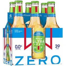 Michelob ULTRA Zero Lime Non-Alcoholic American Lager Beer, 6 Pack 12 fl oz Bottles