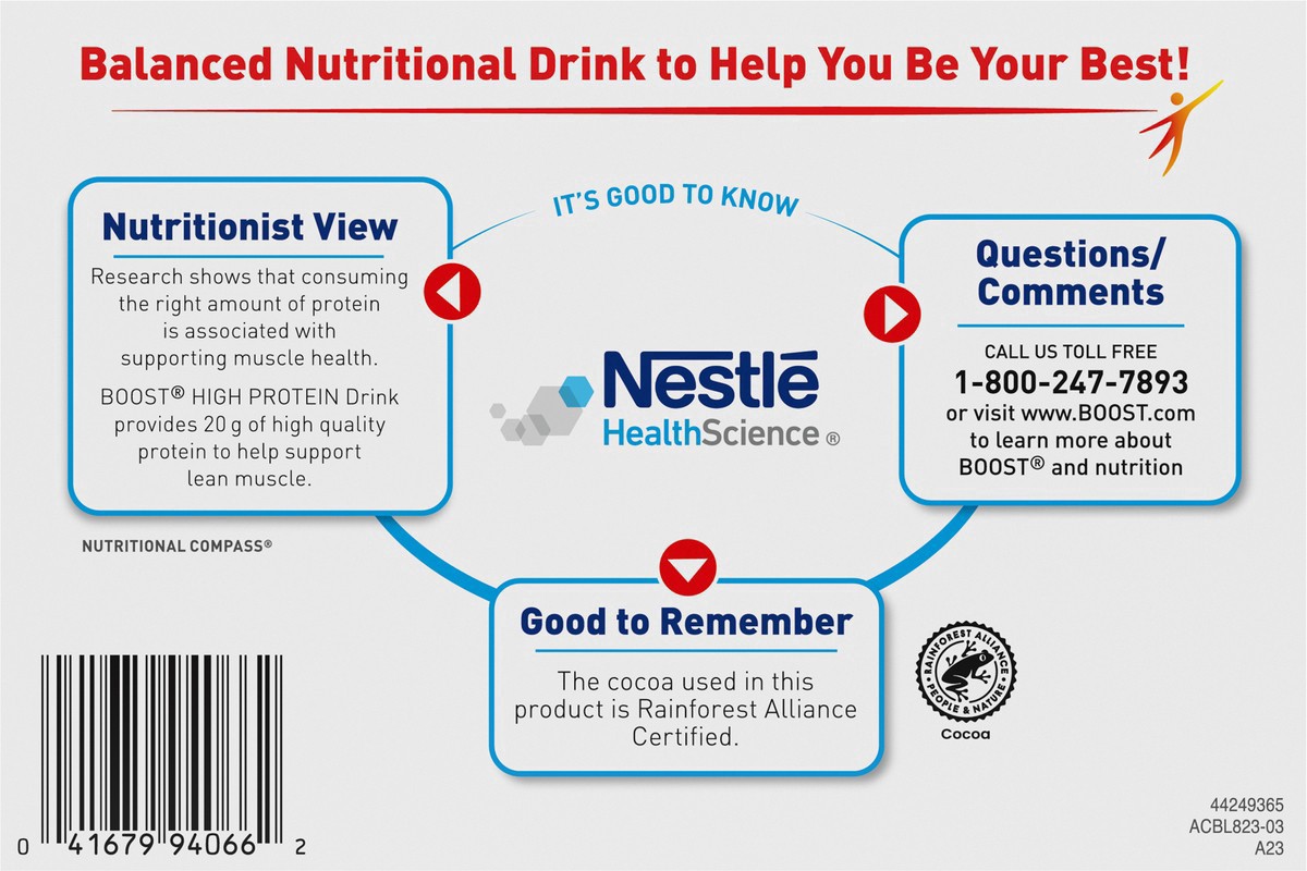 slide 7 of 9, Boost High Protein Balanced Rich Chocolate Nutritional Drink 6 - 8 fl oz Bottles, 6 ct