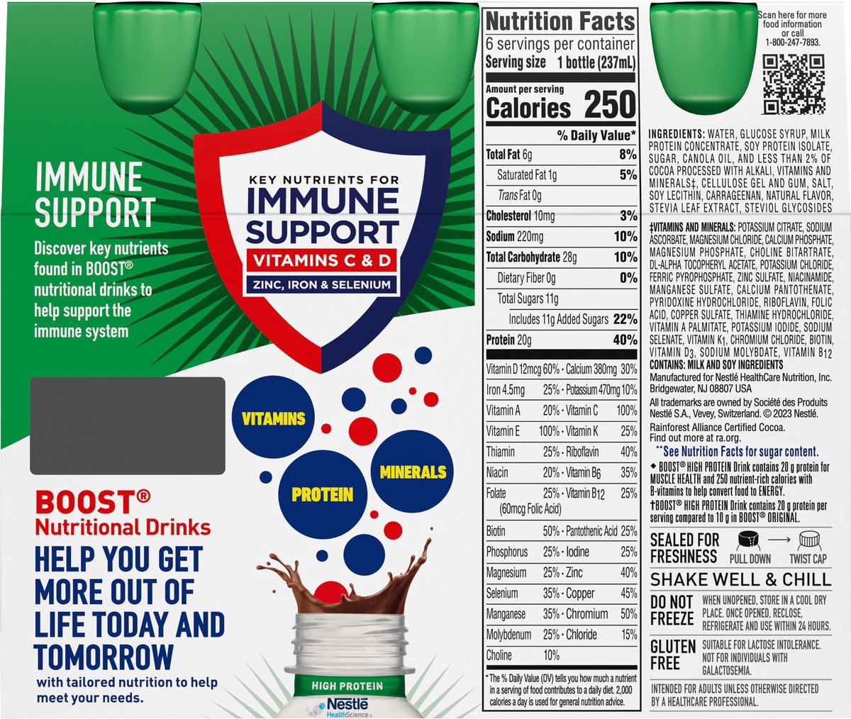 slide 8 of 9, Boost High Protein Balanced Rich Chocolate Nutritional Drink 6 - 8 fl oz Bottles, 6 ct