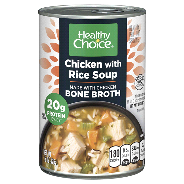 slide 1 of 1, Healthy Choice Chicken & Rice Soup Made With Chicken Bone Broth, 15 oz
