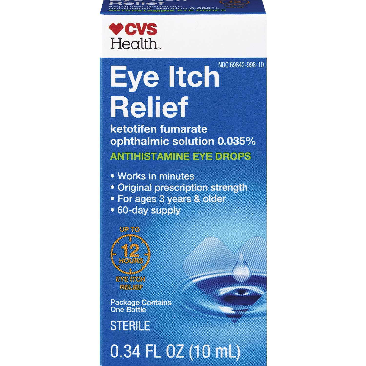 slide 1 of 1, CVS Allergy Eye Drops Ketotifen Fumarate 0.035% 12-Hr (10Ml), 1 ct