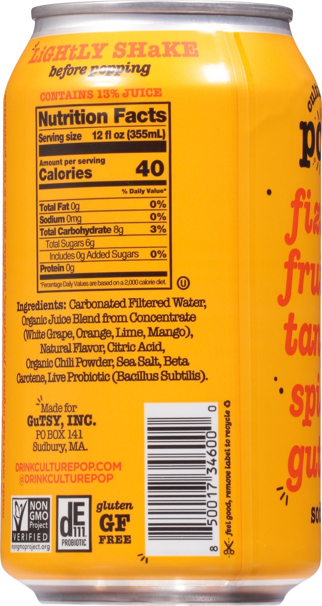 slide 2 of 9, Culture Pop Fizzy & Gutsy Orange Mango & Lime Probiotic Soda - 12 fl oz, 12 fl oz