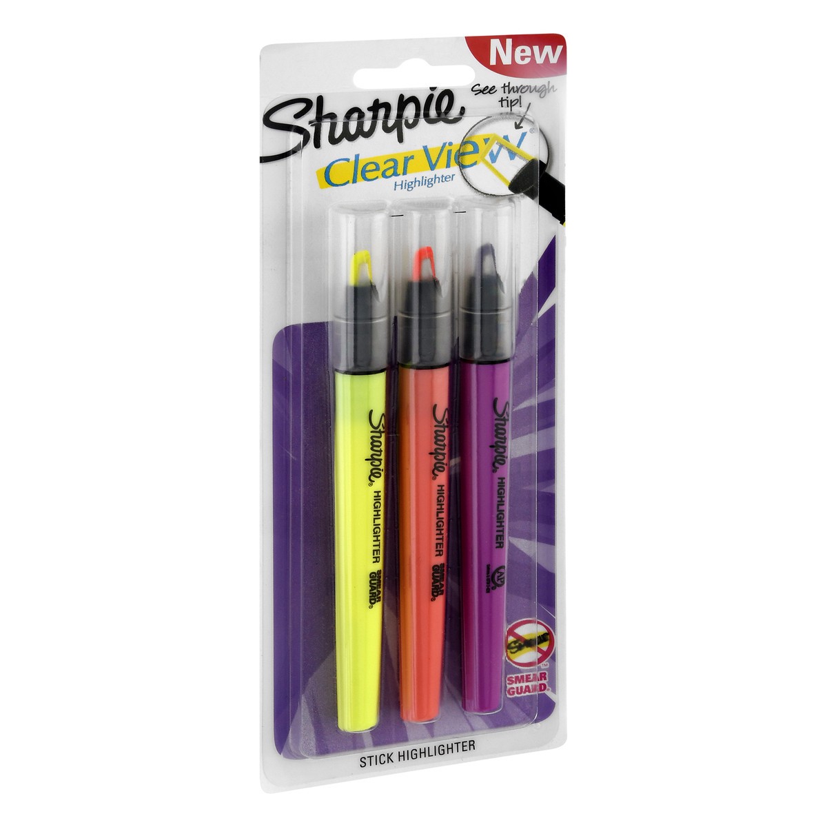 slide 3 of 8, Sharpie Clear View Stick Highlighter 3 ea, 3 ct