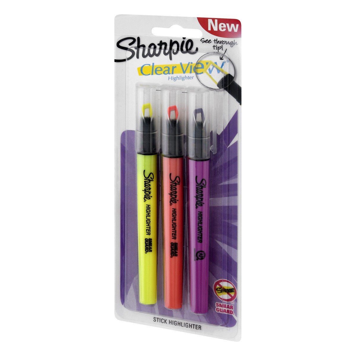 slide 4 of 8, Sharpie Clear View Stick Highlighter 3 ea, 3 ct