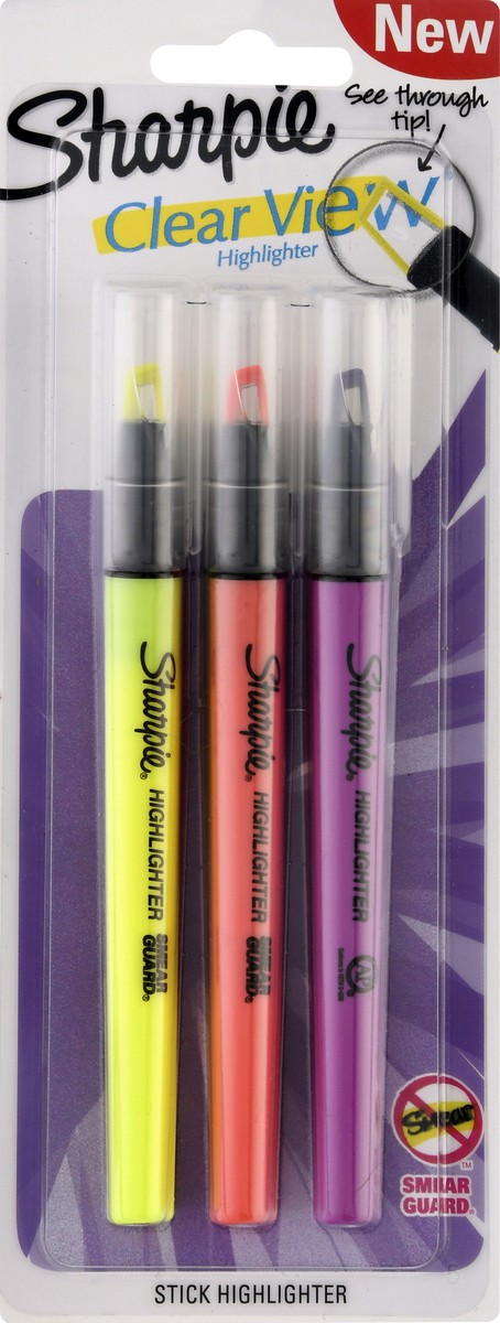 slide 7 of 8, Sharpie Clear View Stick Highlighter 3 ea, 3 ct