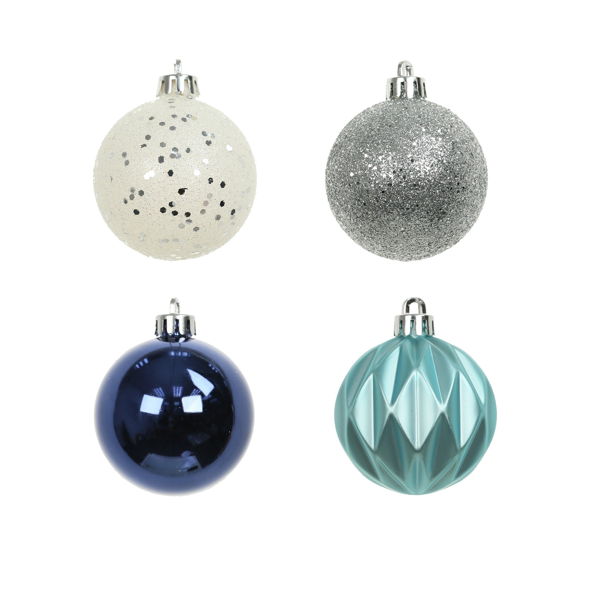 slide 3 of 3, 40 Pack 2" Blue & Silver Shatterproof Ornaments By Ashland, 40 ct