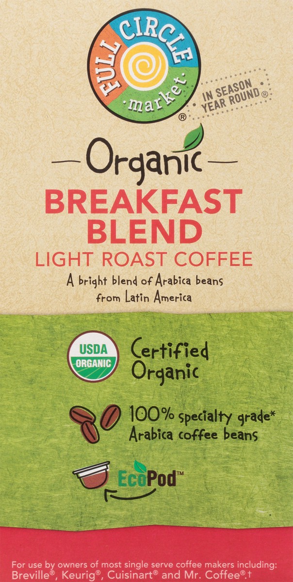 slide 2 of 9, Full Circle Market Single Serve Pods Light Roast Organic Breakfast Blend Coffee Pack - 32 ct, 32 ct