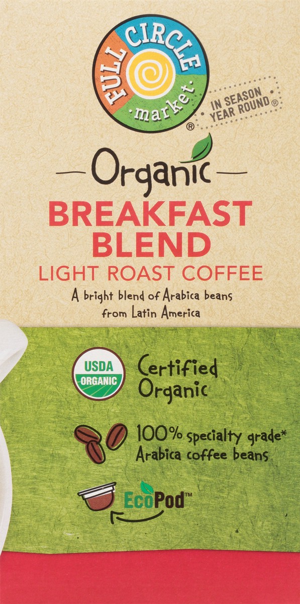 slide 8 of 9, Full Circle Market Single Serve Pods Light Roast Organic Breakfast Blend Coffee Pack - 32 ct, 32 ct