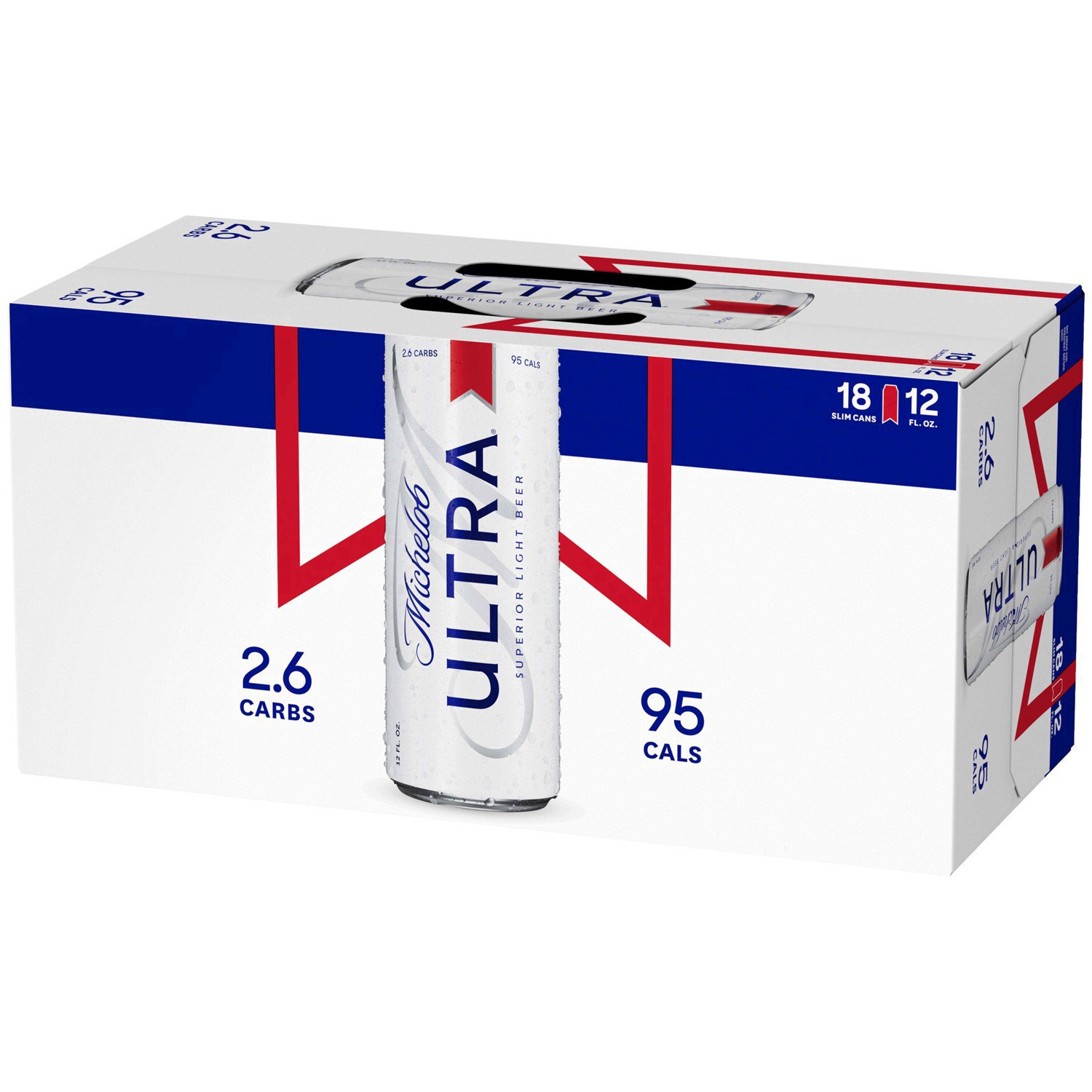 Michelob Ultra Beer, Superior Light, 18 Pack - 18 pack, 12 fl oz slim cans